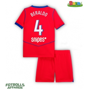 Paris Saint-Germain Lucas Beraldo #4 Tredjeställ Barn 2025-26 Kortärmad (+ Korta byxor)